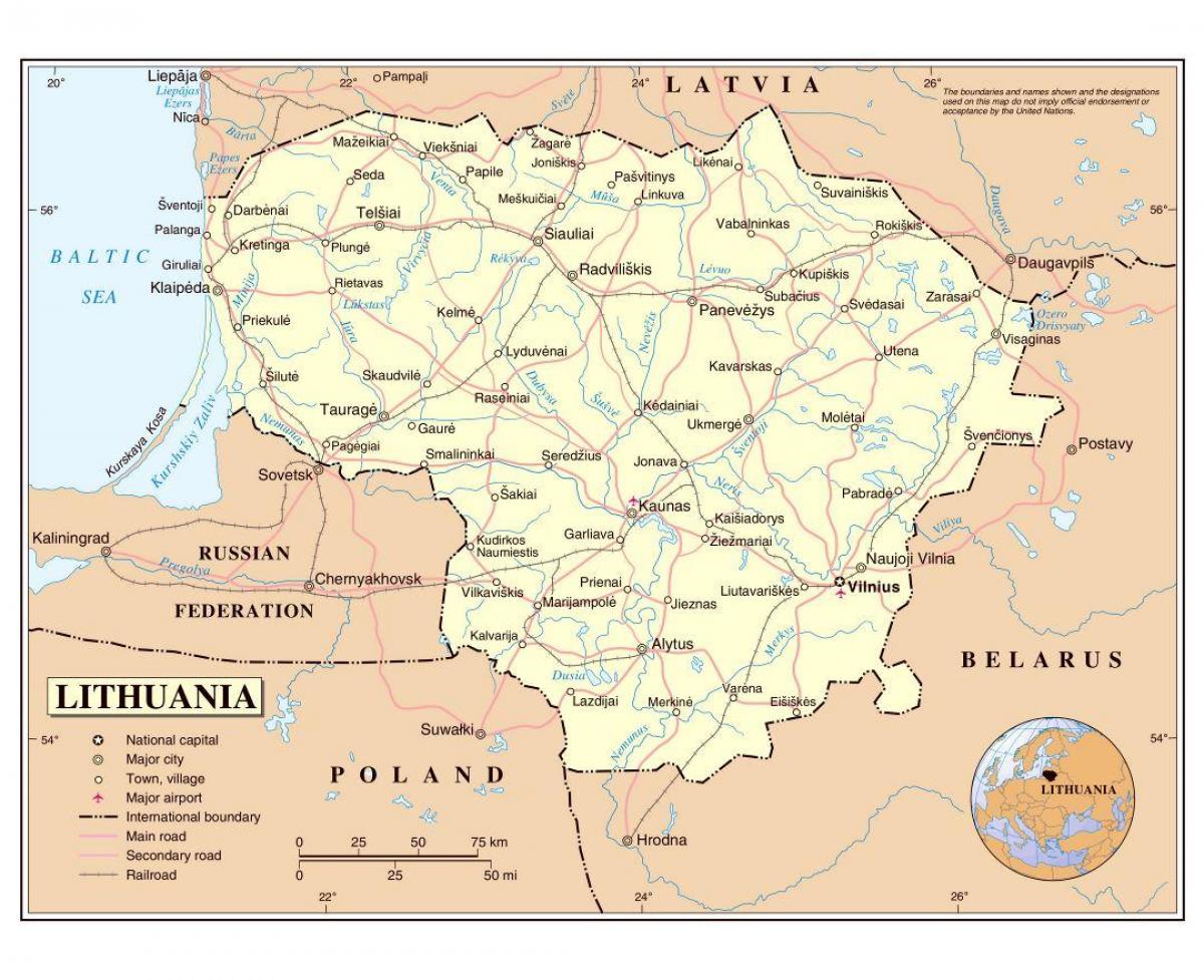 地图上的立陶宛机场