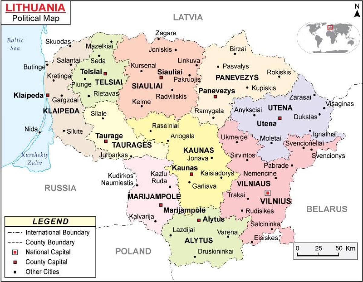 地图，立陶宛政治的