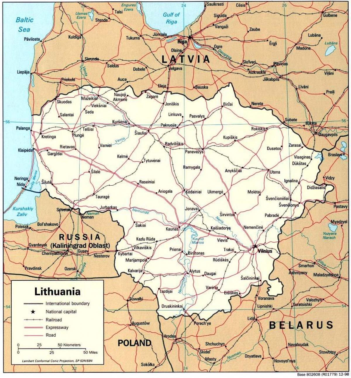 地图表示立陶宛