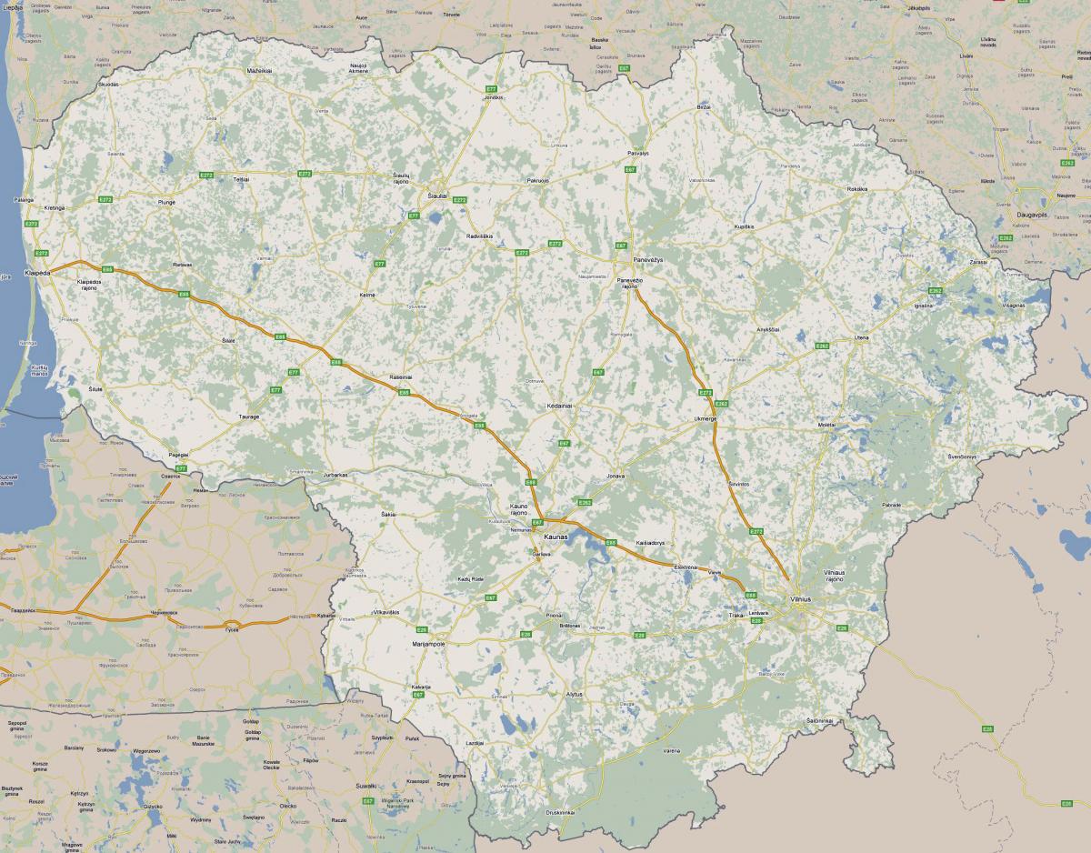 地图上的立陶宛旅游 