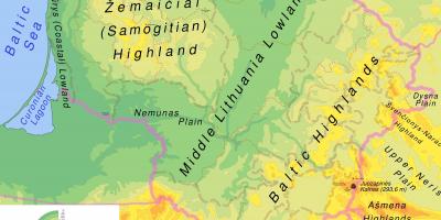 地图上的立陶宛物理